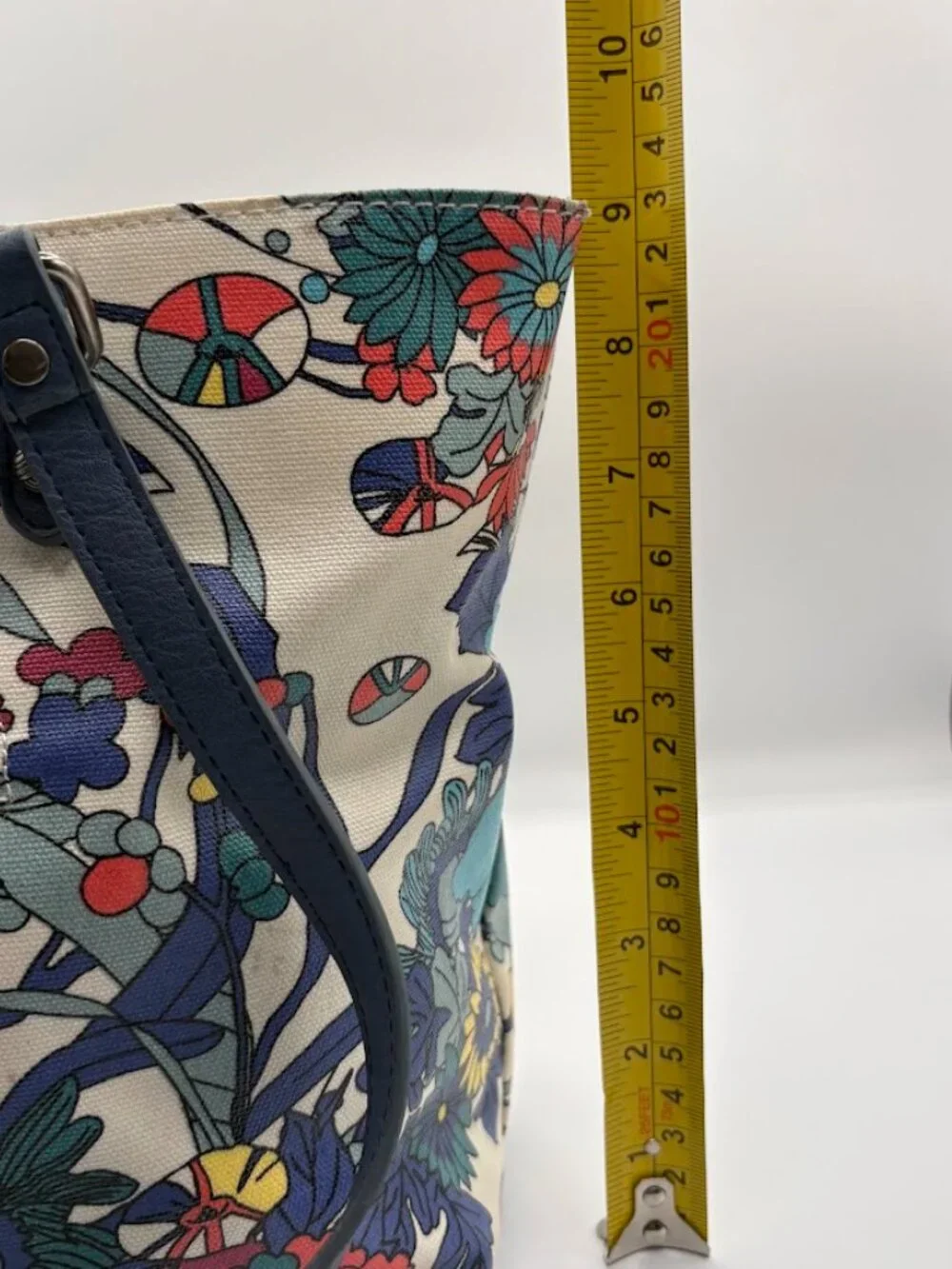Sakroots Floral Tote Bag Blue Handles Canvas Shoulder Bag Boho Large